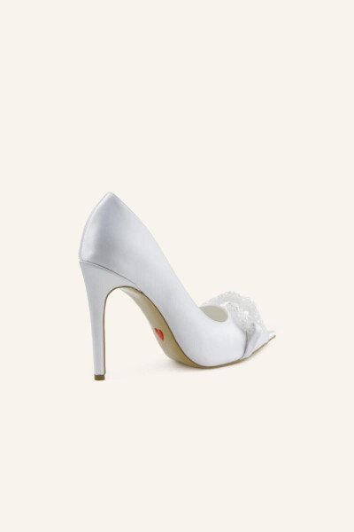 White Satin Bridal Heels - 12