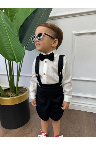 White Shirt and Black Overall (Black Bow Tie Included) Children and Baby Clothing Gift - 3