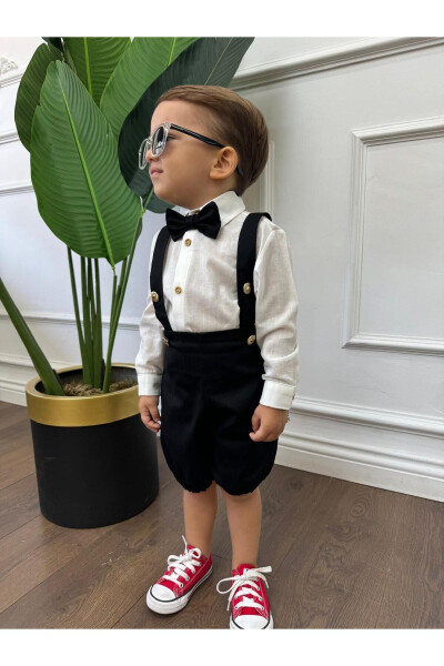 White Shirt and Black Overall (Black Bow Tie Included) Children and Baby Clothing Gift - 4