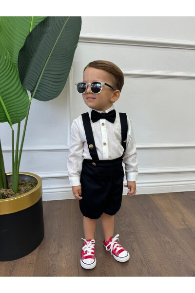 White Shirt and Black Overall (Black Bow Tie Included) Children and Baby Clothing Gift - 5