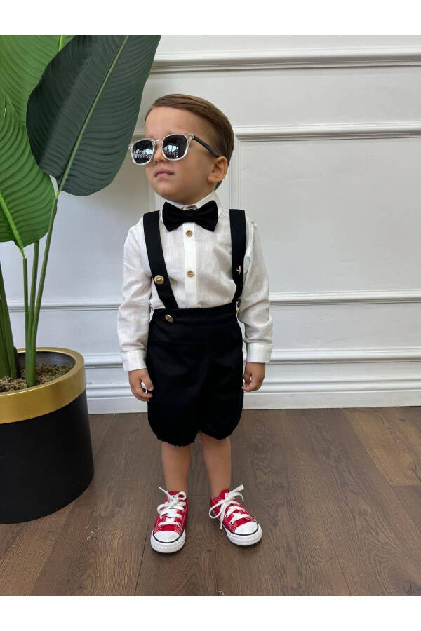 White Shirt and Black Overall (Black Bow Tie Included) Children and Baby Clothing Gift - 7