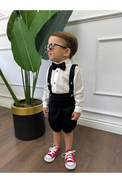 White Shirt and Black Overall (Black Bow Tie Included) Children and Baby Clothing Gift - 8