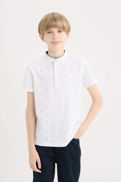 White Short Sleeve Polo T-Shirt for Boys with Polo Collar - DEFACTO