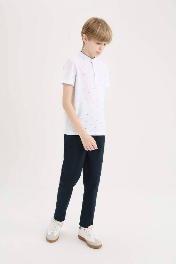 White Short Sleeve Polo T-Shirt for Boys with Polo Collar - 2