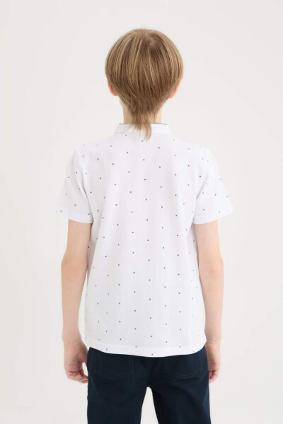 White Short Sleeve Polo T-Shirt for Boys with Polo Collar - 5
