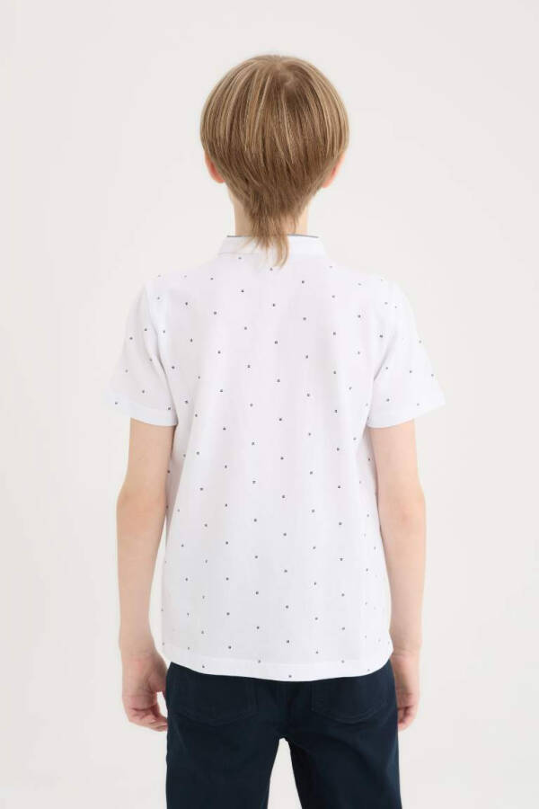 White Short Sleeve Polo T-Shirt for Boys with Polo Collar - 5