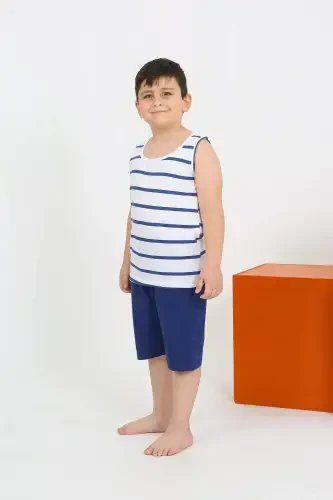 White Short Sleeve Short Pants Boys Pyjama Set 20435 - 1
