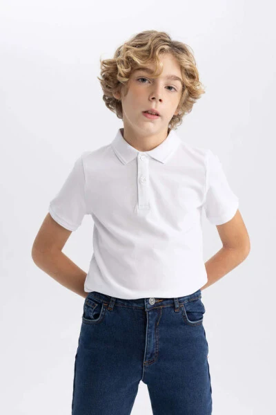 White Short-Sleeved Pike Polo Shirt for Boys - 9