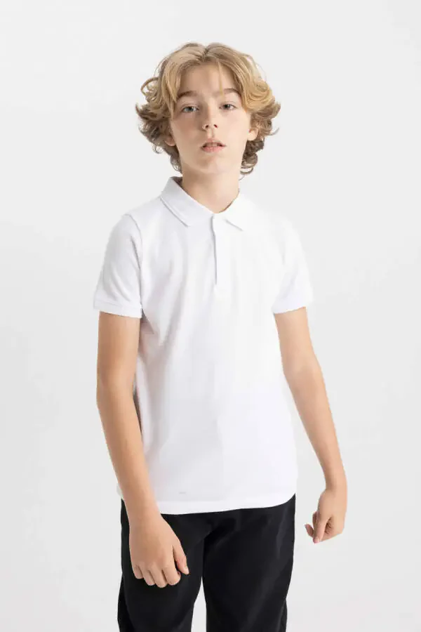 White Short-Sleeved Pike Polo Shirt for Boys - 4