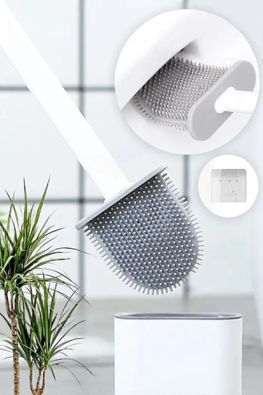 White Silicone Toilet Brush Flexible Silicone WC Toilet Bowl Brush - 1