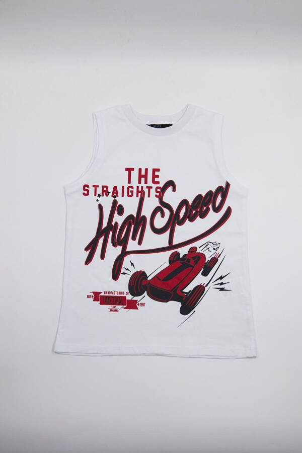 White Sleeveless T-shirt for Boys - Tara - 3