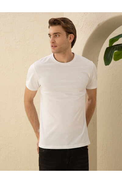 White Slim Fit Basic T-Shirt - PIERRE CARDIN