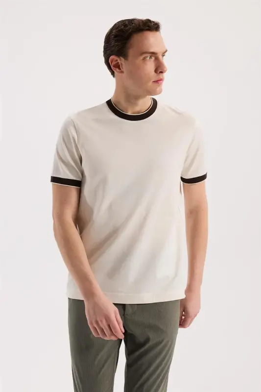 White Slim Fit Crew Neck 100% Cotton T-Shirt - 2