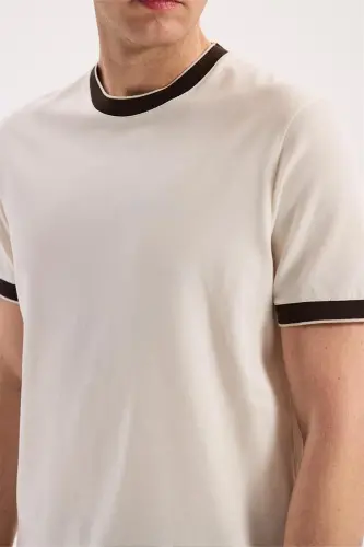 White Slim Fit Crew Neck 100% Cotton T-Shirt - 3