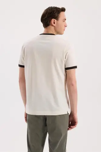 White Slim Fit Crew Neck 100% Cotton T-Shirt - 4