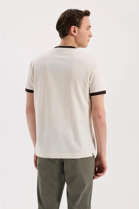 White Slim Fit Crew Neck 100% Cotton T-Shirt - 4