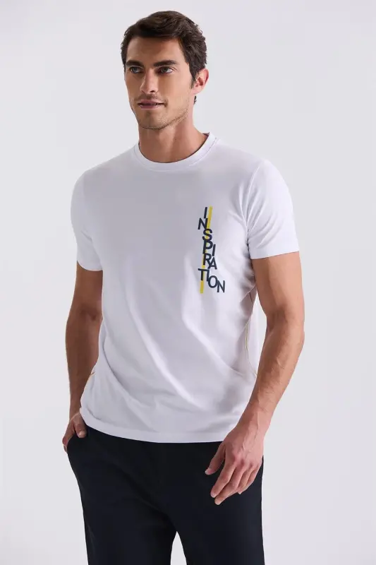 White Slim Fit Crew Neck T-Shirt - Modazone