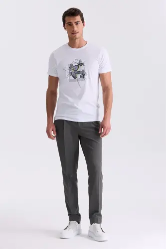 White Slim Fit Crew Neck T-Shirt - JAKAMEN (1)