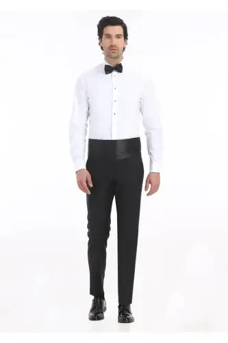 White Slim Fit Double Cuff Classic Collar Tuxedo Shirt - RAMSEY (1)