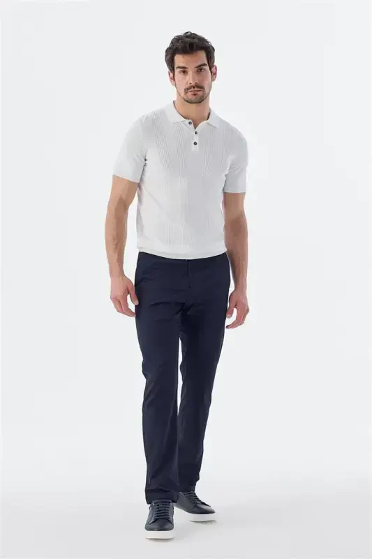 White Slim Fit Patterned Polo T-Shirt - 2
