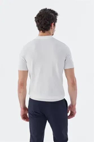 White Slim Fit Patterned Polo T-Shirt - 4