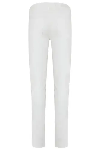 White Slim Fit Plain Cotton 5 Pocket Jeans-White - 2