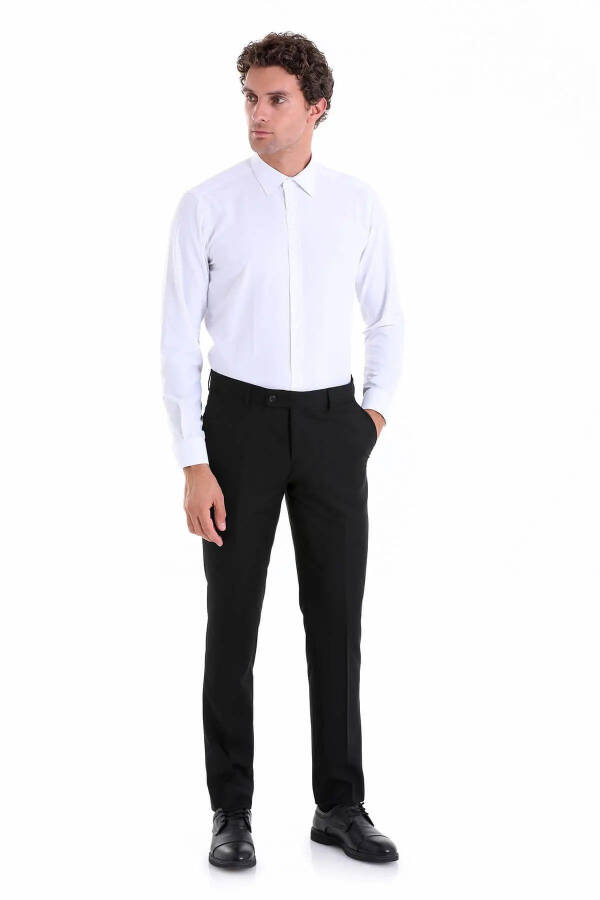 White Slim Fit Plain Cotton Slim Collar Long Sleeve Kl - 4