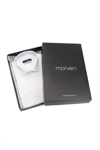 White Slim Fit Plain Stiff Collar Easy Iron (GIFT BOXED) Long Sleeve Shirt - 5