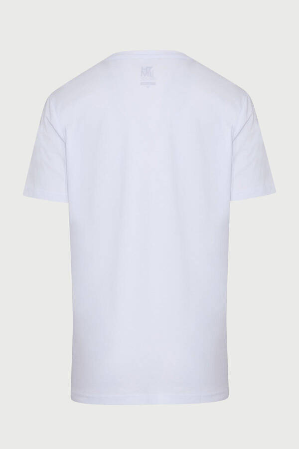White Slim Fit Printed 100% Cotton Crew Neck T-shirt - 2