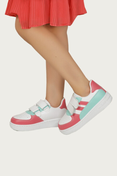 White Sneaker with Colorful Stripes for Young Children - 1