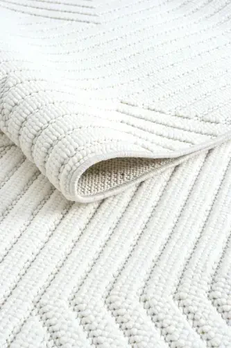 White Soft Textured Carpet Rug Living Room Kitchen Hallway Runner Woven Machine Carpet 001-White 1 - 5
