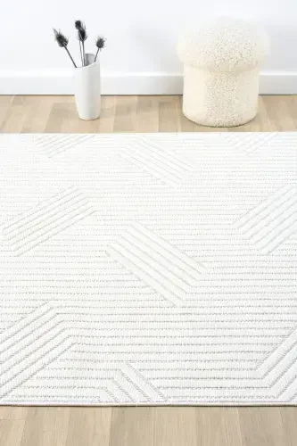 White Soft Textured Carpet Rug Living Room Kitchen Hallway Runner Woven Machine Carpet 001-White 1 - 6