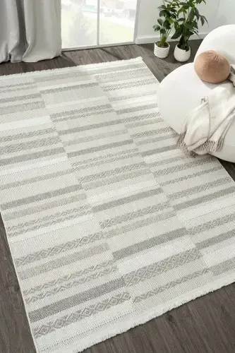 White Soft Textured Rug Carpet Living Room Kitchen Hallway Runner Woven Machine Carpet 003-Cream 2 - 1