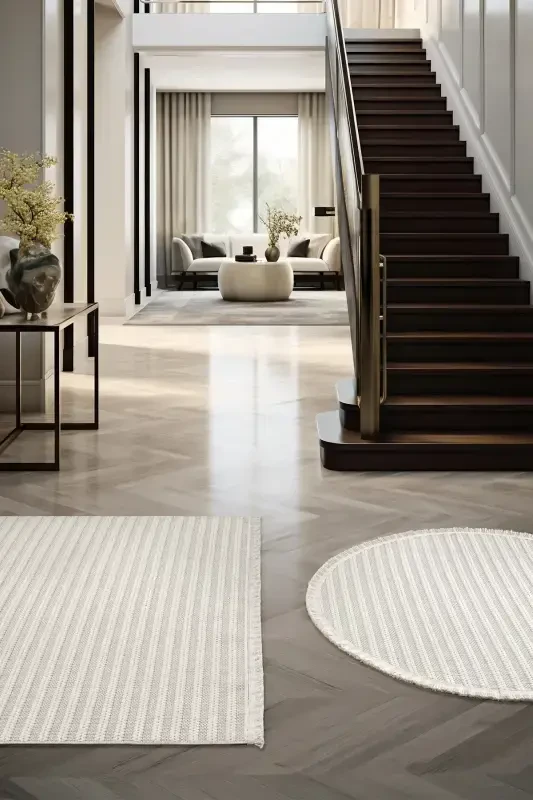 White Soft Touch Rug Carpet Living Room Kitchen Hallway Runner Woven Machine Carpet 004-White - 1