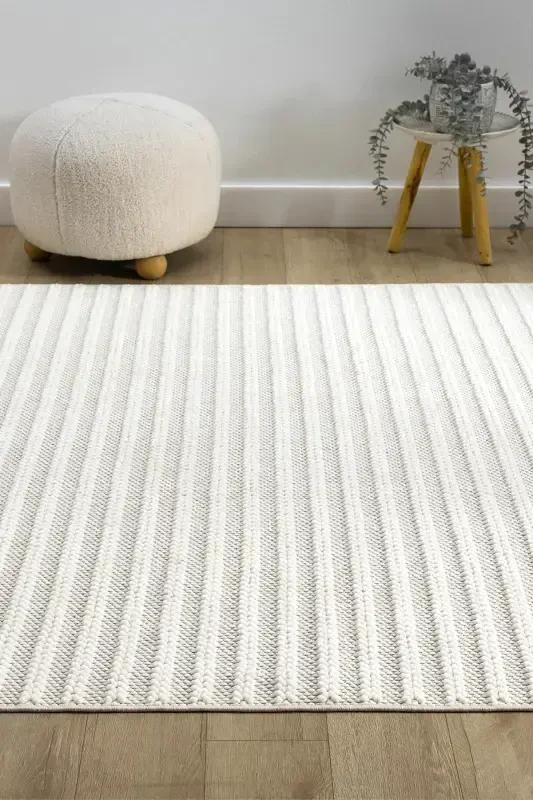 White Soft Touch Rug Carpet Living Room Kitchen Hallway Runner Woven Machine Carpet 004-White - 2