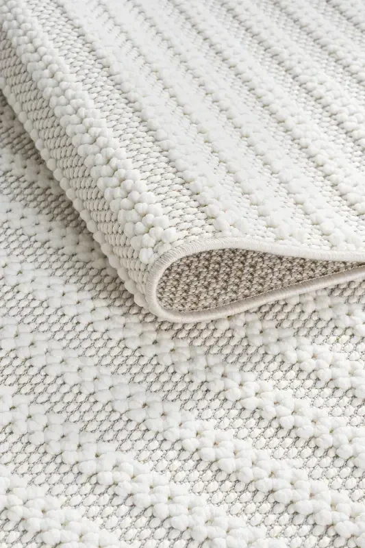 White Soft Touch Rug Carpet Living Room Kitchen Hallway Runner Woven Machine Carpet 004-White - 3