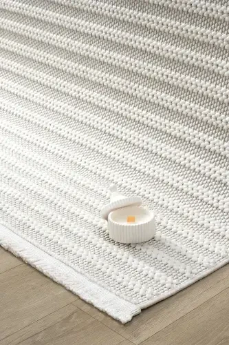 White Soft Touch Rug Carpet Living Room Kitchen Hallway Runner Woven Machine Carpet 004-White - 4