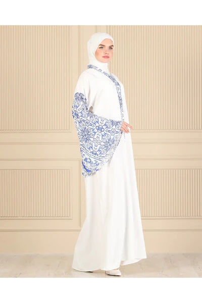 WHITE SPANISH SLEEVED FERAJE & ABAYA - HALİL TÜRKER