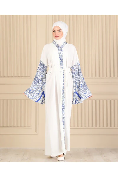 WHITE SPANISH SLEEVED FERAJE & ABAYA - HALİL TÜRKER (1)