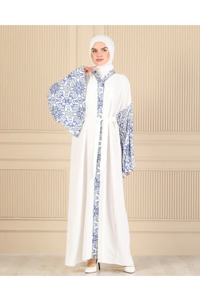 WHITE SPANISH SLEEVED FERAJE & ABAYA - 3