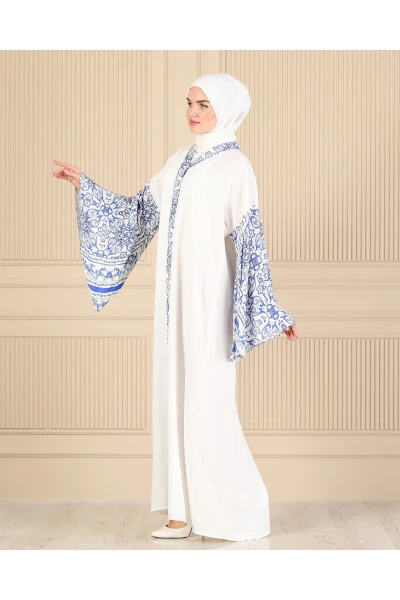 WHITE SPANISH SLEEVED FERAJE & ABAYA - 4