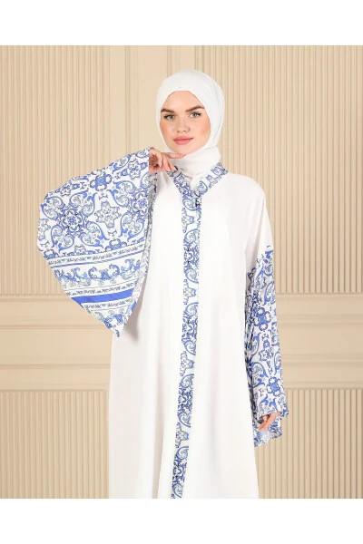 WHITE SPANISH SLEEVED FERAJE & ABAYA - 5