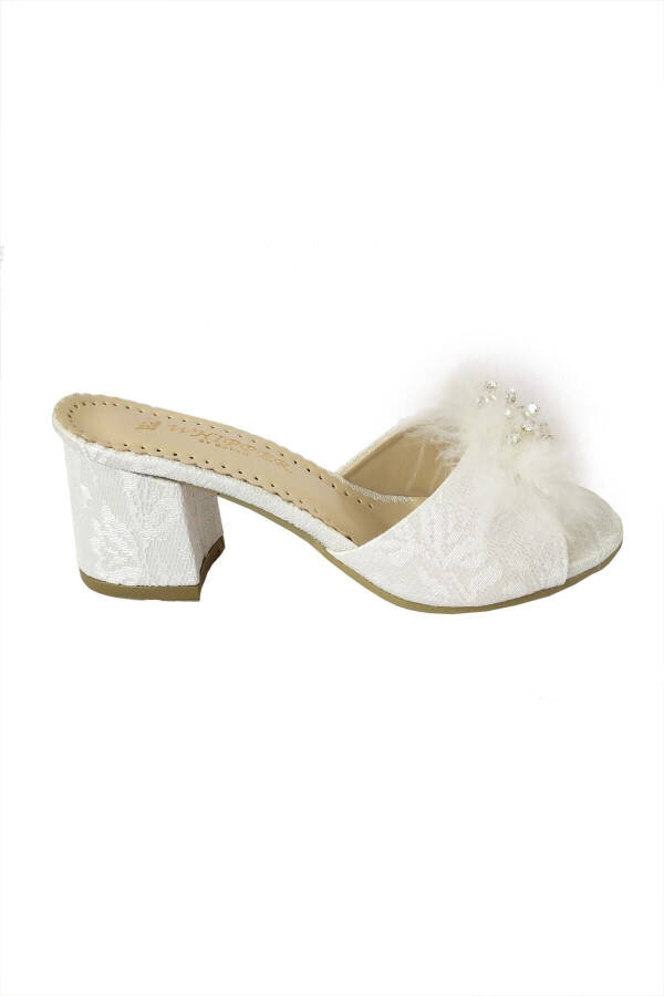 White Square Heel Bridal Slippers - 2