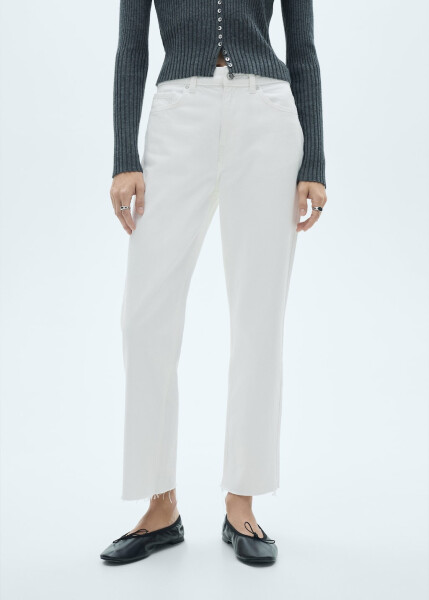 White straight-leg crop jeans - 9