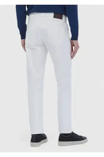 White Straight Regular Fit Denim 100% Cotton Trousers - 6