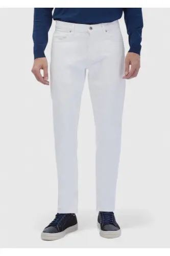 White Straight Regular Fit Denim 100% Cotton Trousers - RAMSEY (1)