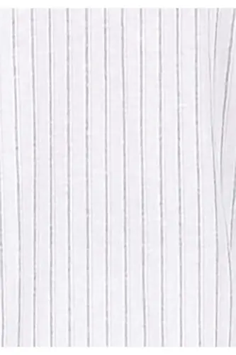 White, striped, regular fit, long-sleeved men's shirt with a mandarin collar - 6