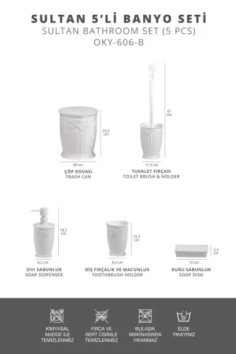 White Sultan 5-Piece Bathroom Set - 3