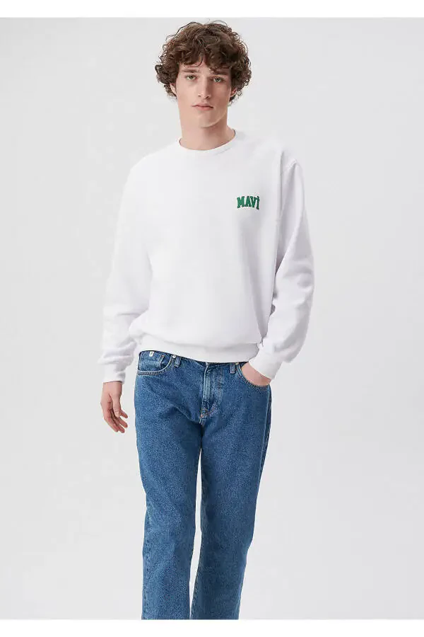 White Sweatshirt with Logo Print 0611716-620 - 1