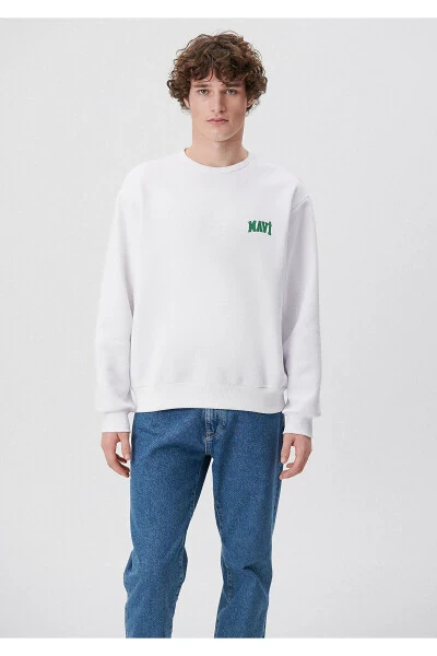 White Sweatshirt with Logo Print 0611716-620 - 3